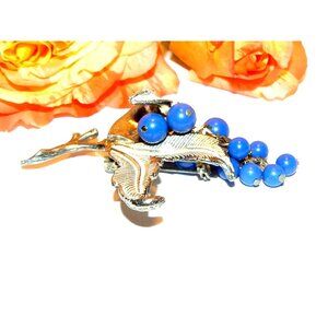 Blue Grape Cluster Brooch, Cluster Brooch, Grape Brooch, Blue Bead Brooch
